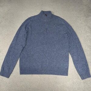 Mette Sweater Men's Size Small Heather Blue100% Cashmere 1/4 Zip Pullover